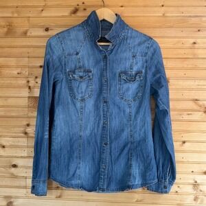 Ci Sono Denim Button-Up Long Sleeved Women's Sz Large Normcore Coastal Cowgirl